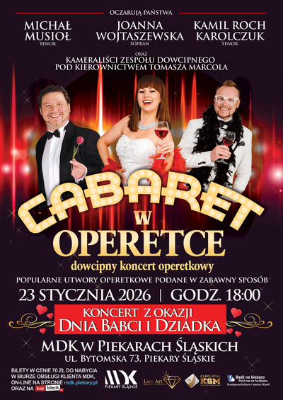 Plakat wydarzenia: Cabaret w Operetce. Koncert z okazji Dnia Babci i Dziadka. 